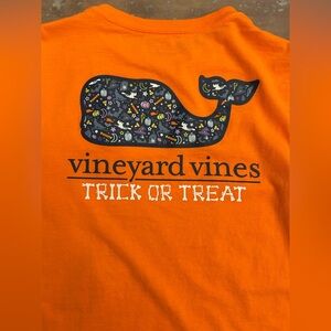 Vineyard Vines Long Sleeve Orange Halloween Tee Trick or Treat design Boys Large
